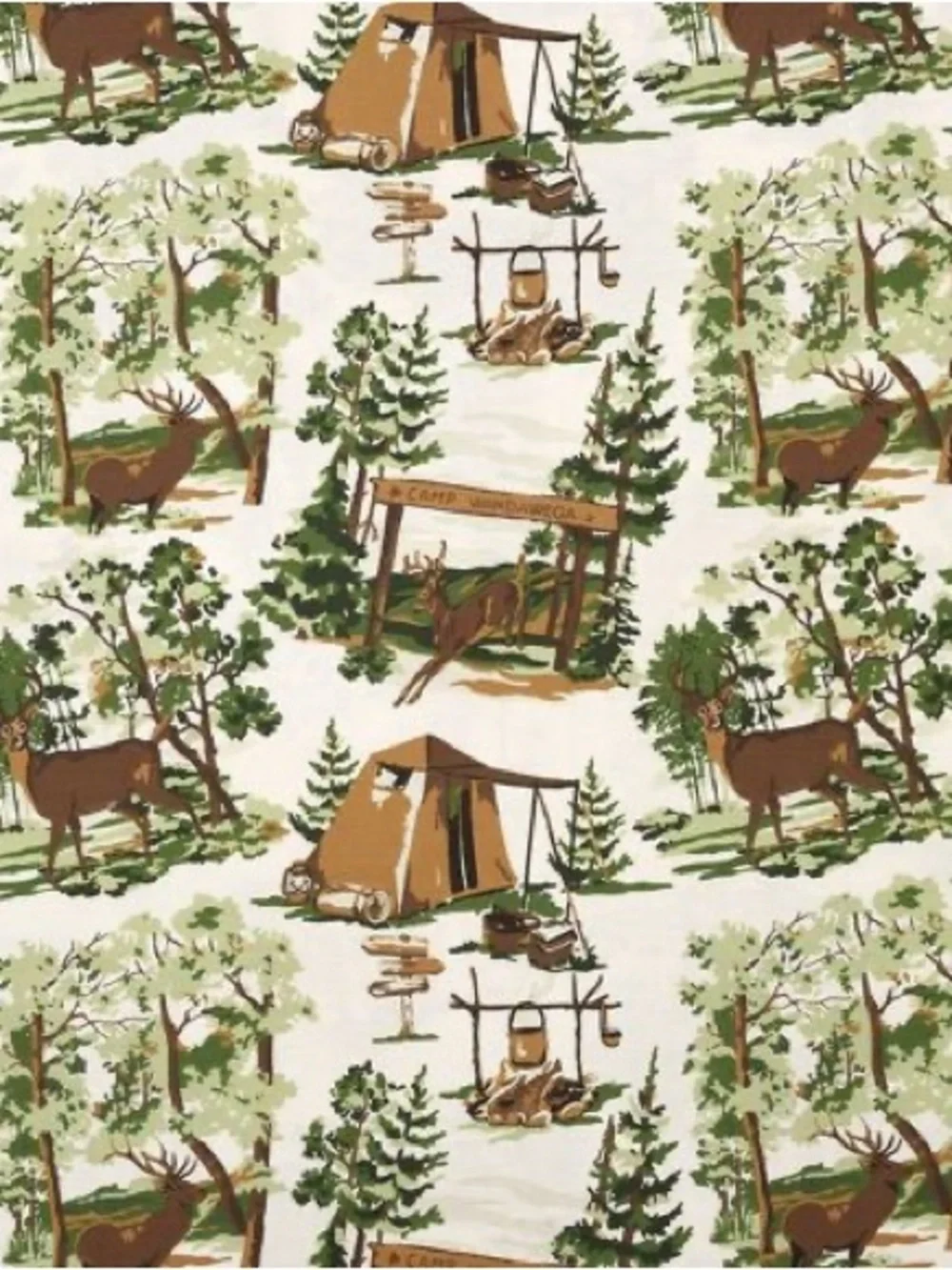 Camp Wandawega Full Sheet Set in Green Woodland Print